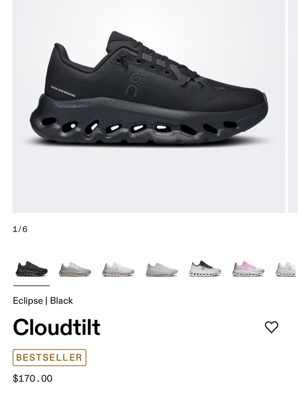 On Running Cloudtilt - Eclipse Black sz 9 woman new in box !!!